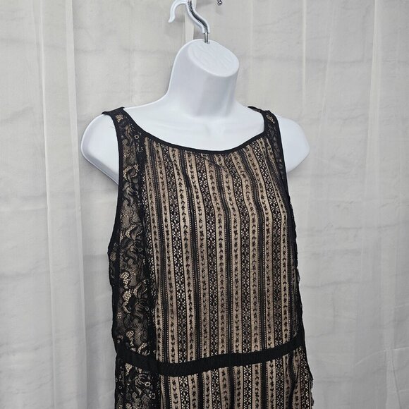 Loft Black Tan Lace Tank Top Boho Goth Coquette Fairy 12 - Picture 3 of 13